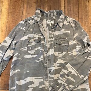 Express Military Camo Button Down Shirt Jacket